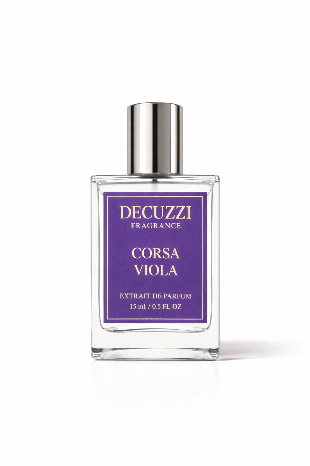 Decuzzi Fragrance Perfume Corsa Viola perfume bottle on a white background