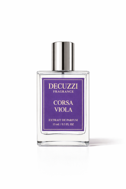 Decuzzi Fragrance Perfume Corsa Viola perfume bottle on a white background